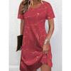 Women's Summer Short-Sleeve Minimalist Color-Blocked Dress—Loose-Fitting Breathable Fashionable Casual Beach Dress