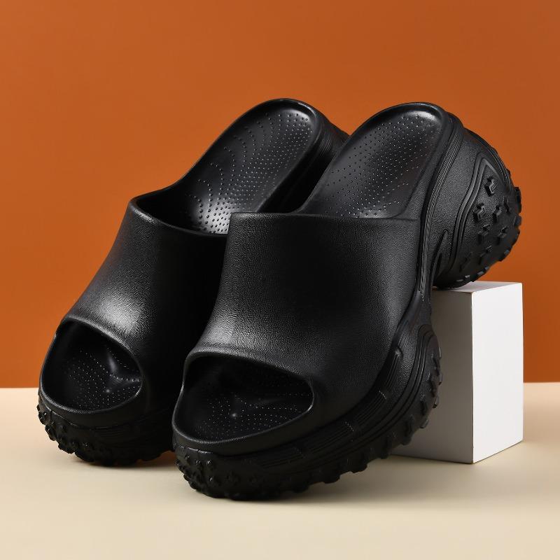 Super thick-soled outer wear eva slippers for women's summer height increase, new fashionable non-slip and deodorant soft-soled one-word slippers