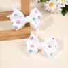 2Pcs Bow Hair Clip Rhinestone Flower Ribbon Solid Color Simple Barrette Baby Girl Kid School Play Party Accessories Hairpin Gift