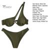 2Pcs/Set Women Sexy Bikini Set Solid Color One-shoulder Bra High Waist Briefs Set Quick Drying Swimsuit Beachwear