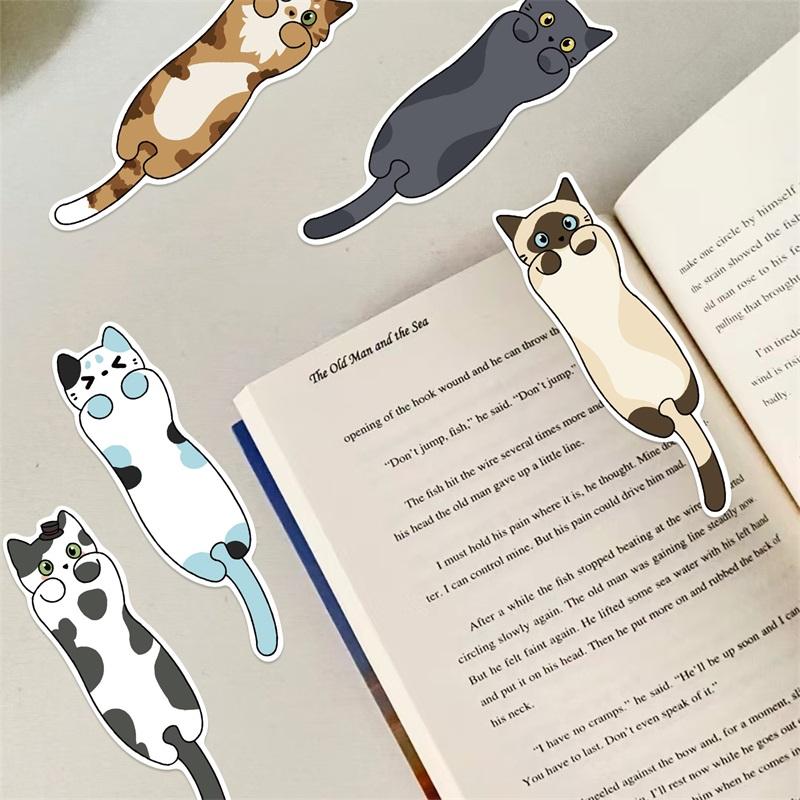 5/30PCS Cartoon Long Cat Bookmark for Pages Books Readers Handheld Creative Materials Stationery Supplies