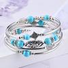 Bracelet en pierres naturelles pour femmes, ethnique, multicouches, rétro, perles turquoise bleues, accessoires de bijoux