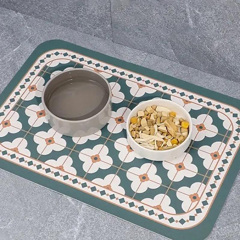 

1 шт., коврик для миски для щенков, коврик для корма для домашних животных, нескользящий кожаный коврик из ПВХ с принтом для собак и кошек