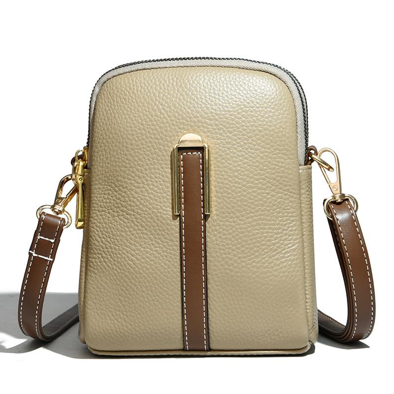 Mini Small Bag Fashionable Trendy Women's Hand Holding Vertical Soft Leather One Shoulder Crossbody Genuine Leather Women's Bag Mobile Phone Bag