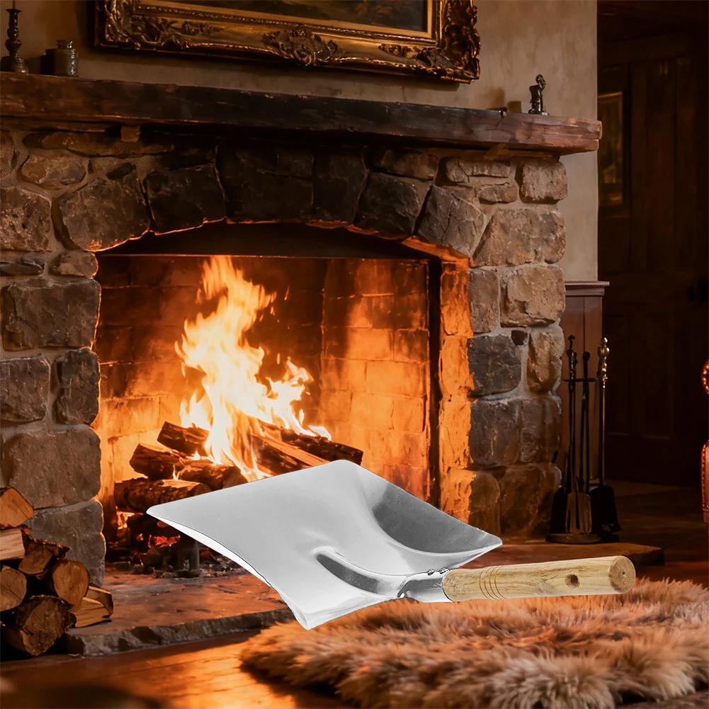 Eldstadssopa i rostfritt stål designad för borttagning av aska och rengöringsuppgifter i skorstenar, ugnar och grillplatser