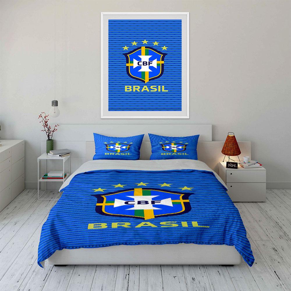 Brazil Soccer Crest Pattern. Bedding Sets Duvet Cover Sets Duvet Covers Pillowcases(1 * Duvet Cover 2 * Pillowcases Without Duvet Insert)