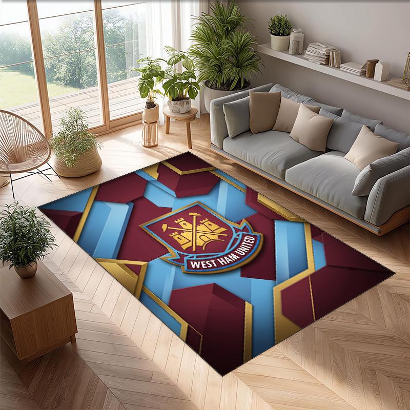 Tappeto in Velluto di Cristallo con Stampa del West Ham United Football, Comodo Assorbente d'Acqua Antiscivolo Tappeto per Pavimenti Interni