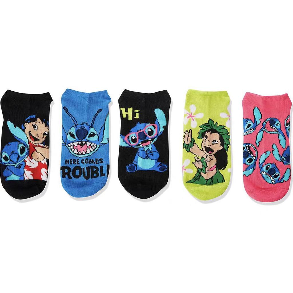 Disney 5 Pairs of Cartoon Cute Knitted Children's Socks Comfortable, Soft, Breathable, Fashionable and Versatile Socks for Daily Sports