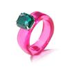 Fashion Simple Inlaid Colorful Zircon Resin Ring Women Sweet Cute Birthday Party Commemorative Jewelry Gift
