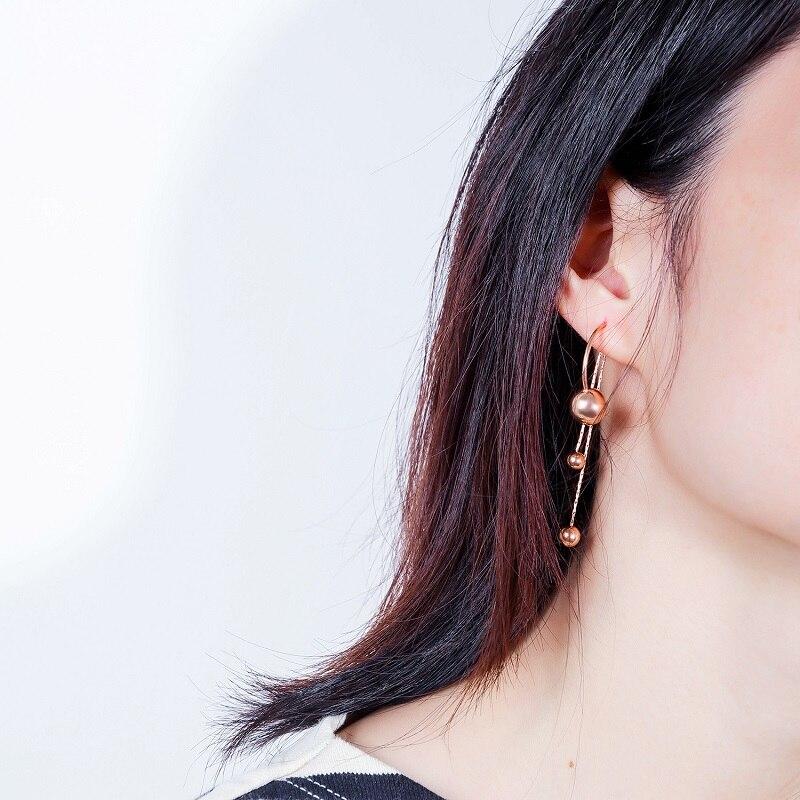 Korean Fashion Long Geometric Circle Earrings For Women  Jewelry Female Earring Gift Party Wedding Rose Gold Drop Earrings