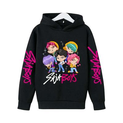 Kids Anime KPOP Print Cotton Hoodie Unisex Boys Girls Casual T-shirt Childrens Cartoon Clothes
