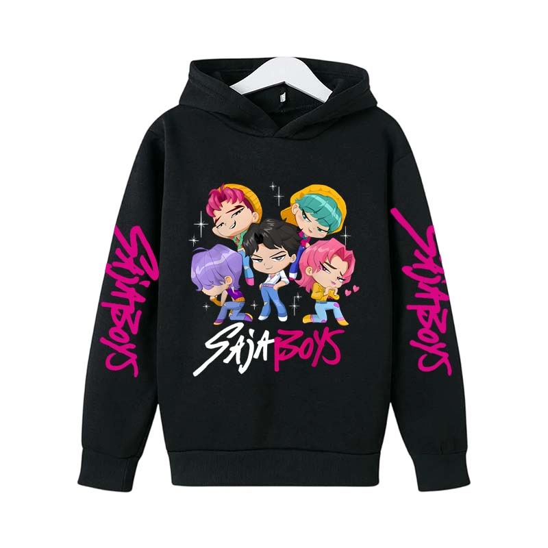 Kids Anime KPOP Print Cotton Hoodie Unisex Boys Girls Casual T-shirt Childrens Cartoon Clothes