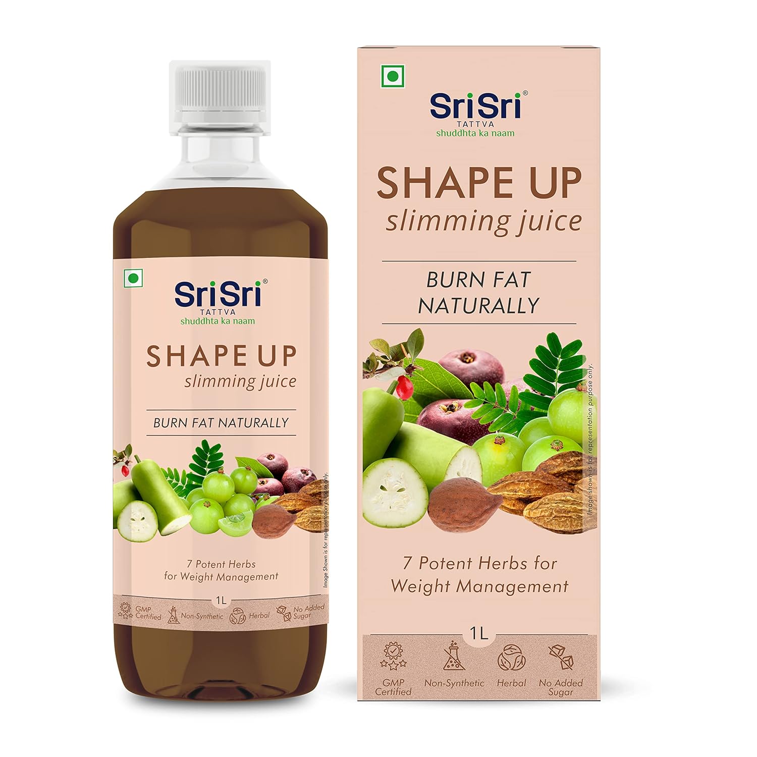 Sri Sri Tattva Shape UP Juice 1 L | Weight Management Herbal Drink | Fiber Rich & Antioxidant Detox Beverage