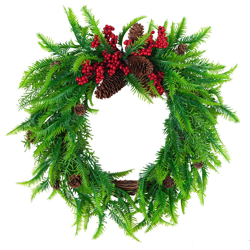 

Huizhao Рождественское украшение для дома Украшение двери Настенное украшение Маленький красный фрукт Сосновый фрукт Рождественский венок 45CM