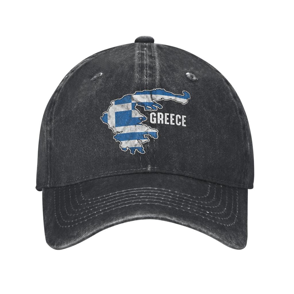 Greece Map Sun Baseball Cap Street Style Unisex Unisex Washed Trucker Hat Breathable Custom DIY Running Hippie Snapback Cap