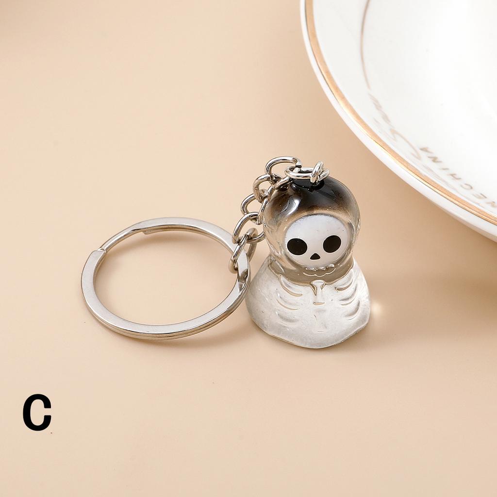 Cartoon Halloween Keychain Ghost Skull Key Ring Festival Decoration Pendant Couple Family Keychain Pendant