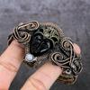 Cameo, Moonstone Handmade Copper Wire Wrap Cuff Bangle Adjustable M3u46