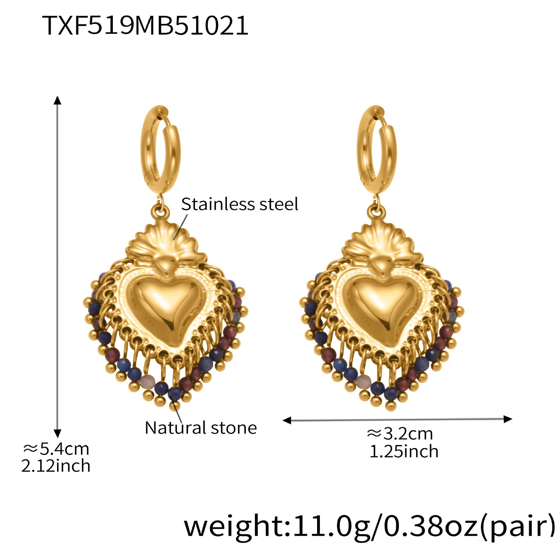 Stainless Steel Heart & Tassel Pendant Jewelry Set for Women