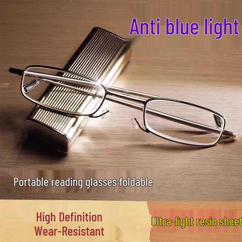 Premium HD Anti-Blue Light Foldable Aluminum Reading Glasses - Compact, Telescopic, Lightweight Design
