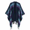 Scottish Classic Plaid Tassel Thick Warm Split Shawl Cape