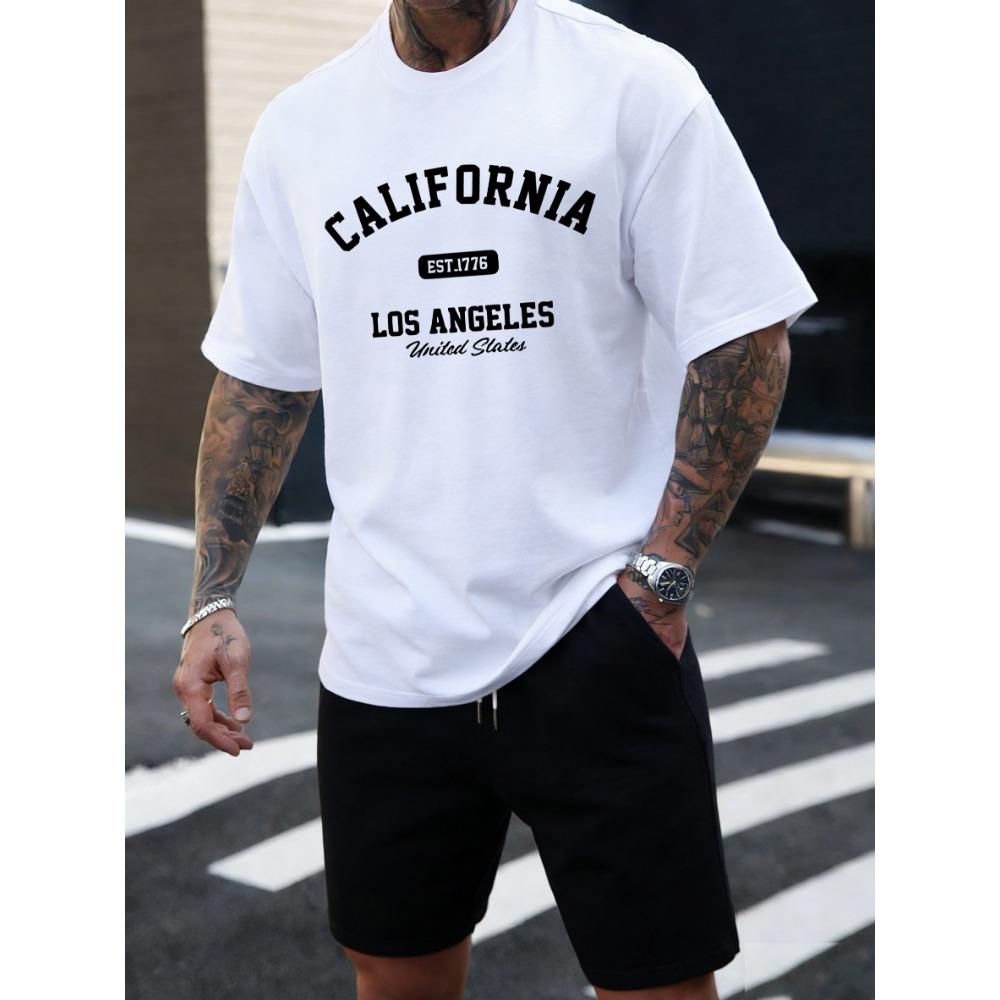 California Los Angeles Est 1776 Men T Shirts Retro Fashion Soft Short Sleeve Summer Comfortable T-Shirt Unisex Loose Top