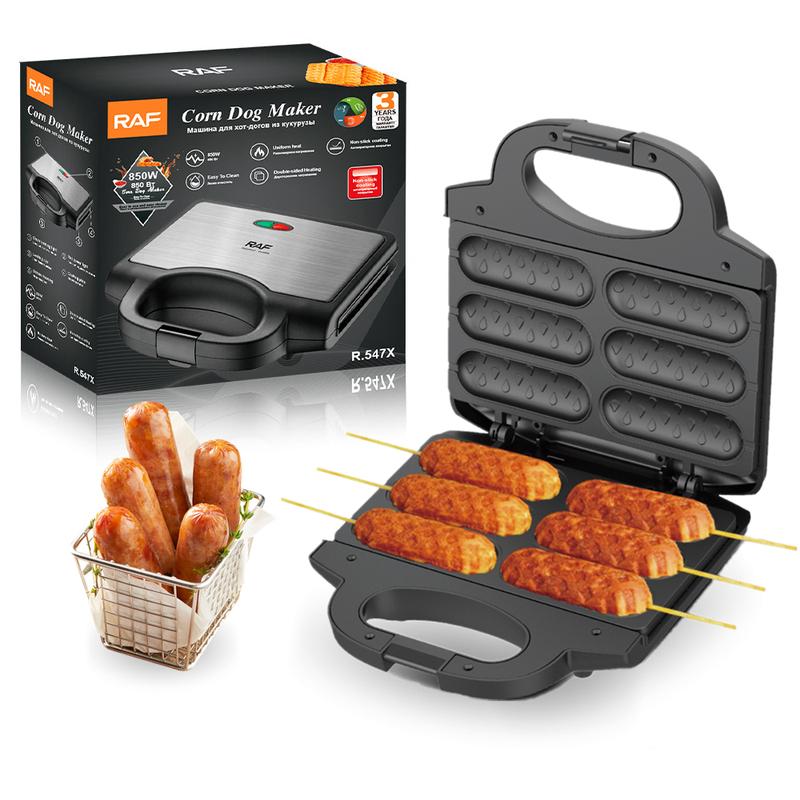 Elektrisk korvmakare 6 fack Krispig majskorv Våffelmakare Korvmaskin Frukostpanna Bakgrill 850W för kök