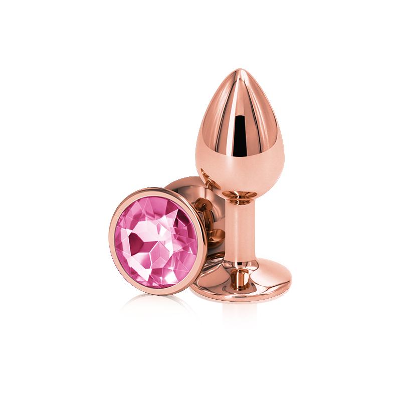 Rainbow Rose Gold Pink Small Medium Size Set Heart Shape Crystal Metal Anal Beads Butt Plug Jewelry Sex Toy for Female Male