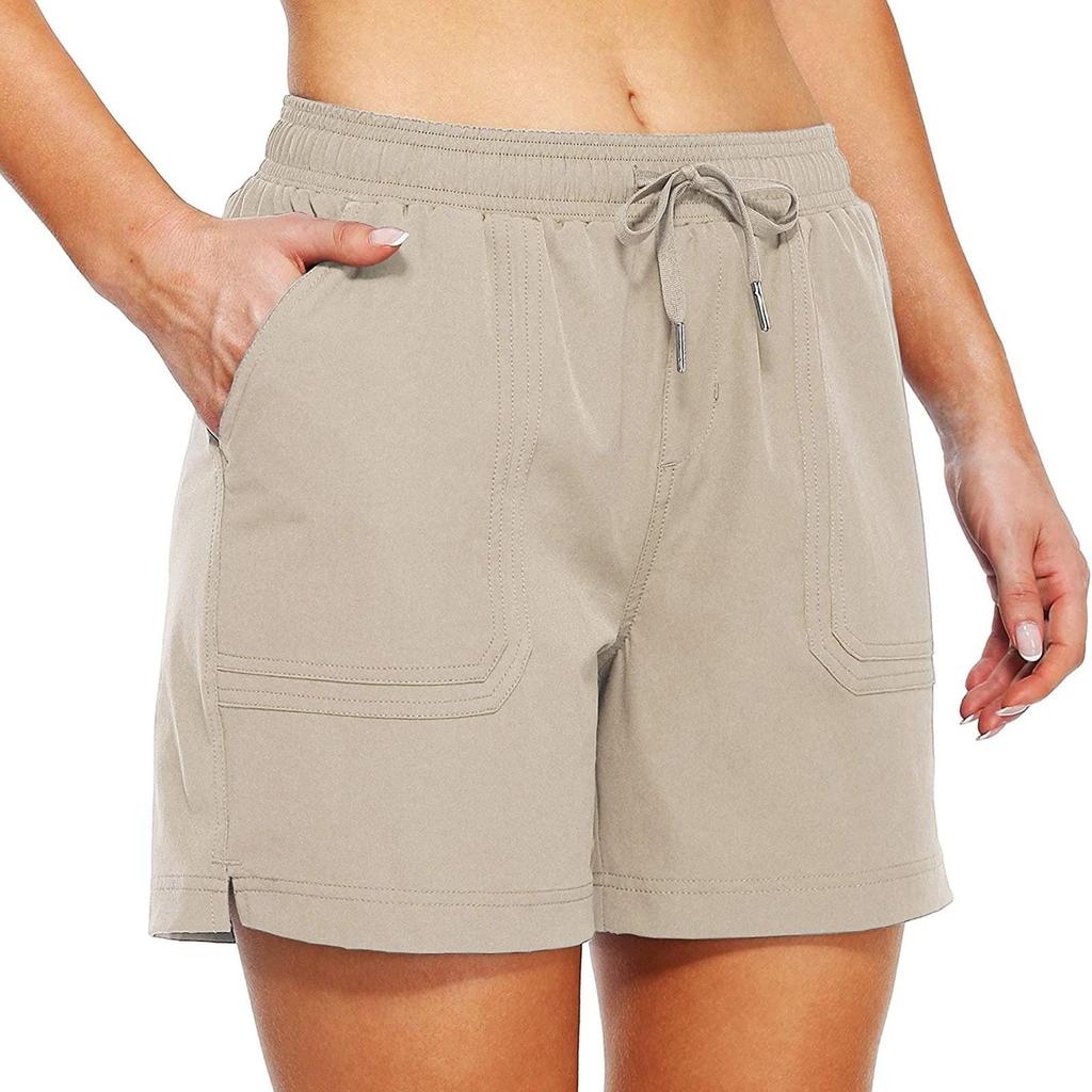 Women's  Color Workout Hidden Pockets Athletic Shorts Legs Beach Pants