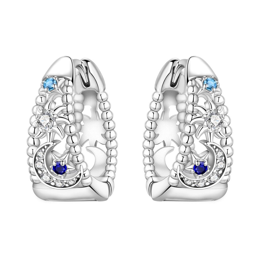 Orstarry Orijinal 925 Ayar Mavi At Nalı Lotus Küpeler Kadın Küpe Uçları Halka Küpe Yıldönümü Takıları Trend Hediye