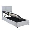 Children's Upholstered Bed 90x200 Cm, Hydraulic Storage Bed, Skin-friendly Linen High Box Bed, Grey
