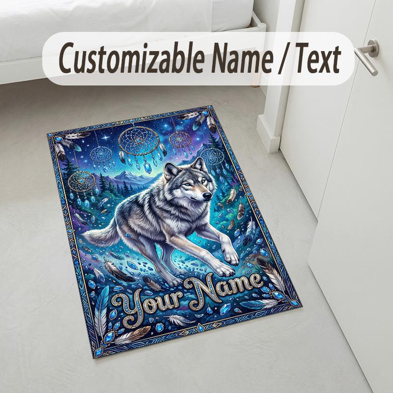 Witchcraft Theme Soft Crystal Velvet Rug Custom Name & Text Print Non Slip Floor Rug for Bedroom Living Room