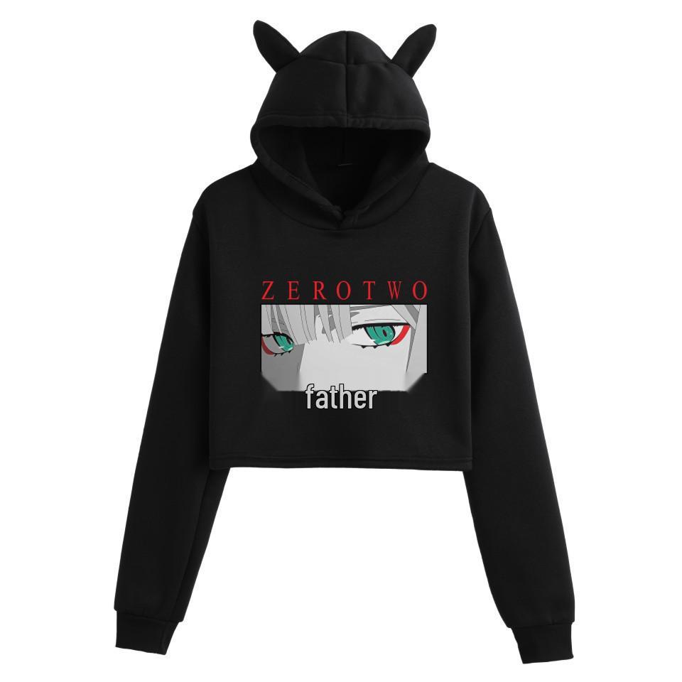 Darling in the Franxx Zero Two Cat Ear Cropped Hoodie - Women's Anime Style