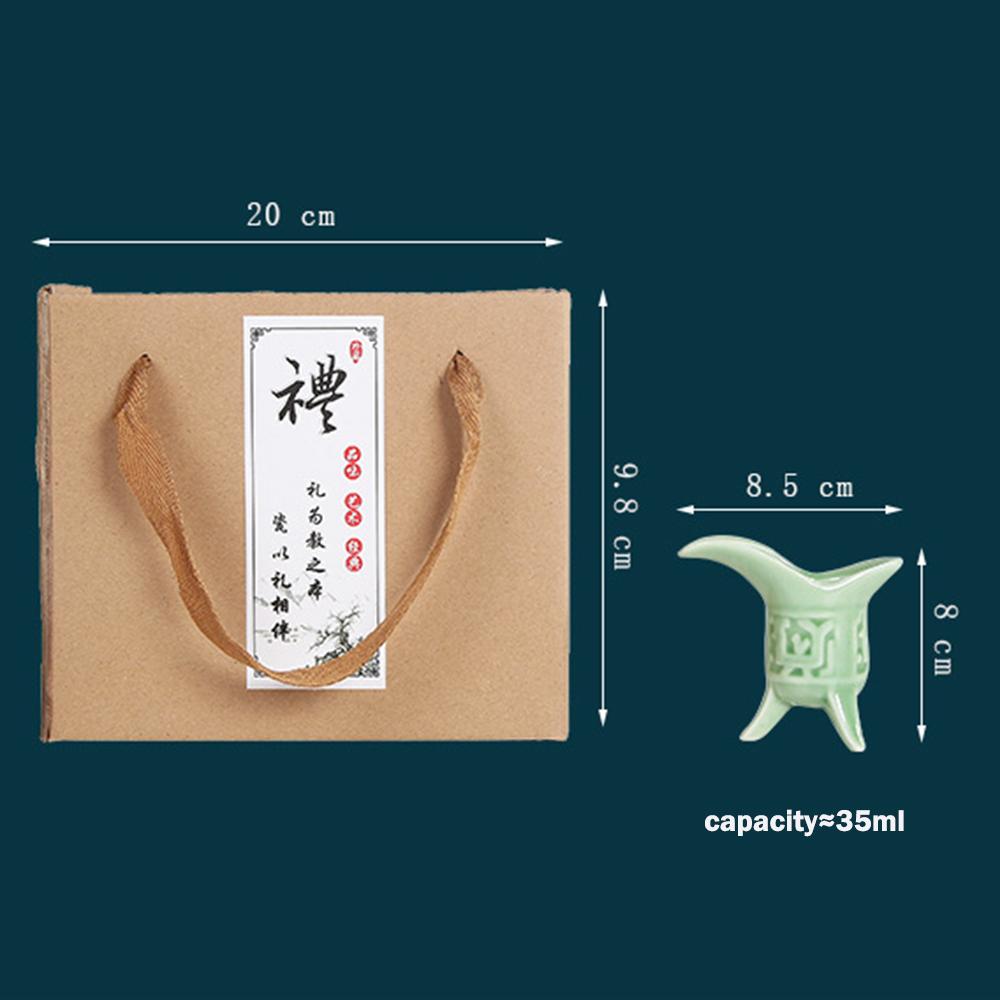 6pcs/set, Antique Ceramic Imperial Wine Cup, Chinese Style Liquor Glass, Gift Box Packaging Celadon Wine Cup, Ceramic Wine Set