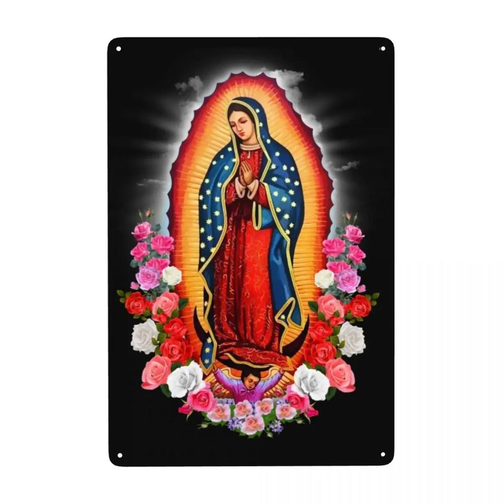 Retro Virgin Mary Of Guadalupe Metal Signs Custom Mexico Catholic Saint Tin Plaque Pub Cafe Yard Home Decor 30x20cm