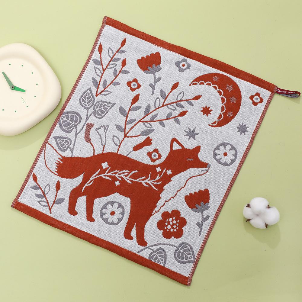 

Abstract Art Animal Handkerchief Household Quick-drying Hand Towel 34*40cm Four-layer Cotton Hand Towel Kitchen Bathroom Towel
