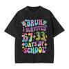 Men Bruh I Survived 67  33 Days of School 100th Day of School T Shirts  Clothes Summer Vintage Short Sleeves T Shirt O Neck