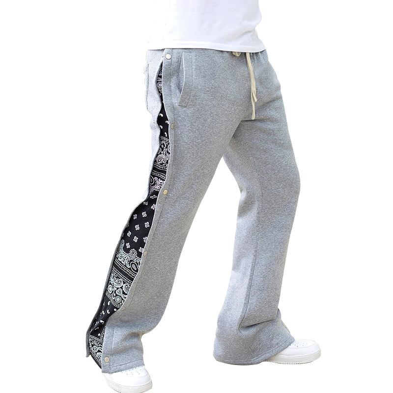 Frühling Herbst Elastische Taille Hip Hop Locker Lässig Weitbein Hose Herren Patchwork Brustleiste Gerade Hose Herren