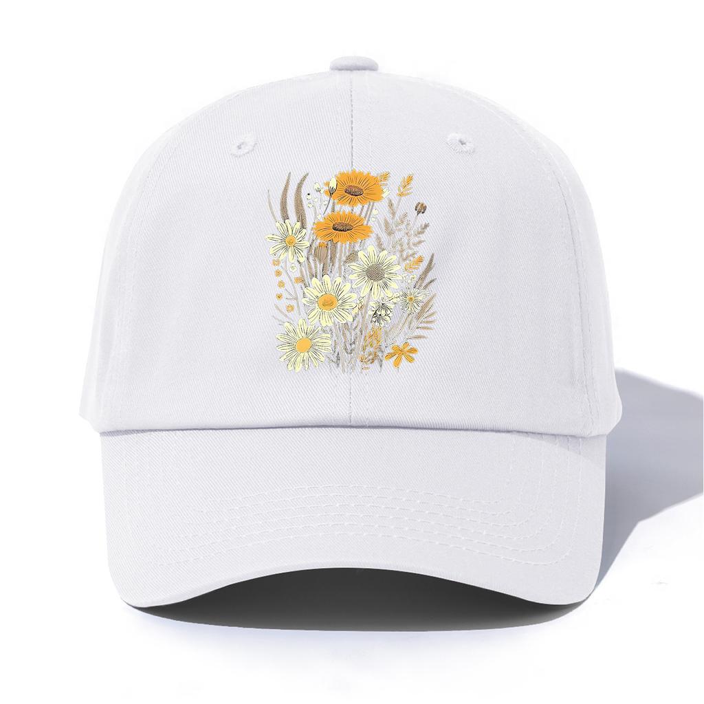 pc Flowers Print Baseball Cap for Adults Minimalist Retro Style Casual Soft Adjustable Dad Hat Perfect As Gift