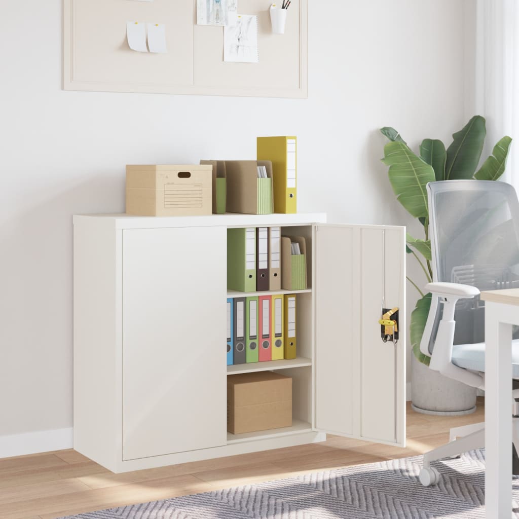 Filing Cabinet White 90x40x90 cm Steel