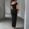 Women's Summer Fashion Solid Color Sloping Shoulder Slim Fitting Date Party Dress