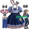 Girl Cosplay  Judy Hopps Police Officer Dress Zootopia Bunny Costume Kids Dress Up Halloween Rabbit Dress Outfits