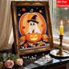 DIY Frameless Pearl Painting Kit Cute Ghost Pumpkin Pattern 3D Shiny Bead Art Canvas Relaxing Creative Craft Gift Holiday Decor