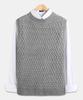 Topboy Regular Fit Barbed Wire Round Knit Vest Gray