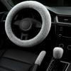 Fluffy Steering Wheel Cover 3PCS Set – Plush Fuzzy Fur Steering Wheel Cover with Gear Shift Cover & Handbrake Cover, Winter Warm Car Accessories,