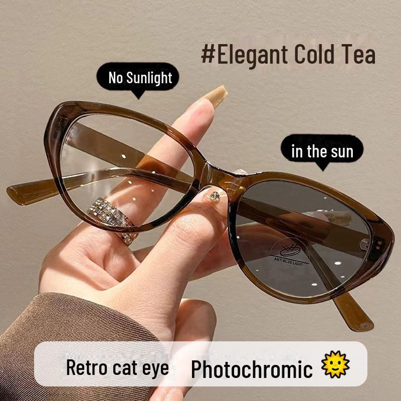 

Корейські модні фотохромні окуляри «котяче око» в стилі ретро – антиблакитне світло, модний, унікальний стиль для жінок