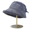 Small fresh plaid bucket hat new curling edge versatile sunscreen hat fashionable big eaves show face small sunshade basin hat