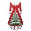 Women's Fashion Casual V-Neck Christmas Print Long Sleeve Dress