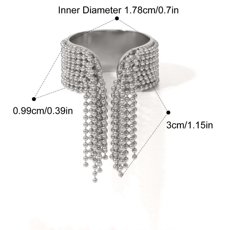 Ably Simple Stainless Steel Tassel Ring For Women  Jewelry Daily Wear Unique Chain Finger Ring Accessory Gifts