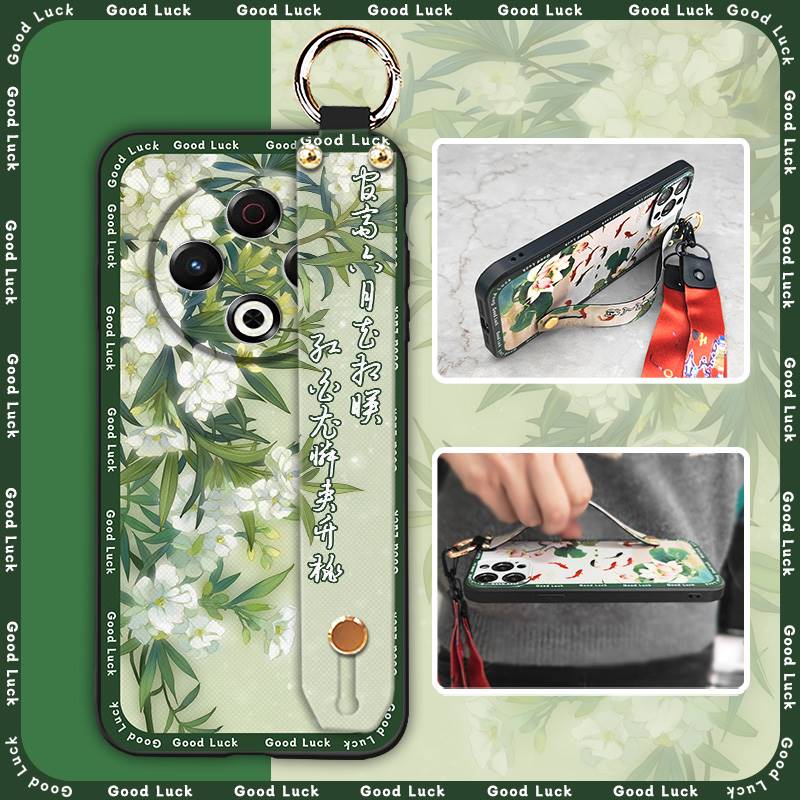 Lanyard Chinese style Phone Case For Tecno Spark30 4G/KL6 Elderly lady For Mom Dirt-resistant Fashion Kickstand Silicone