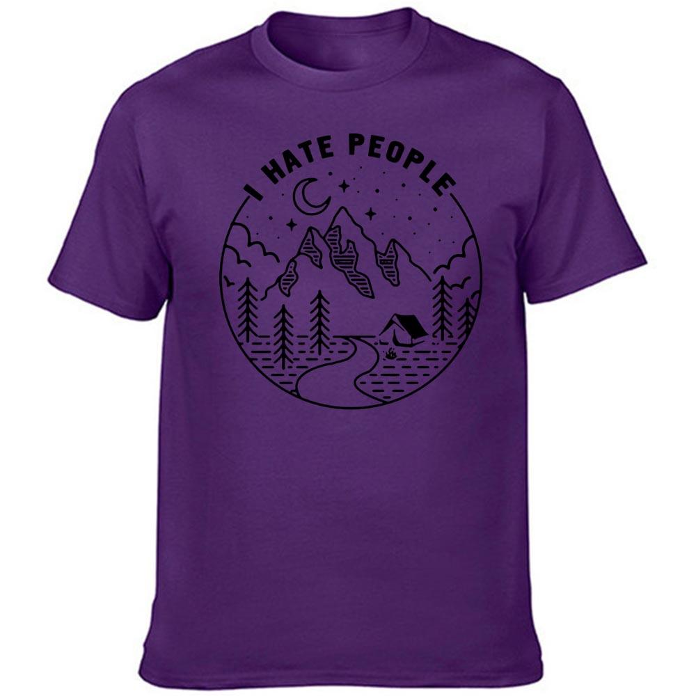 I Hate People Print T Shirt Love Camping Funny Vintage Short Sleeve Shirts Streetwear Comfortable Crew